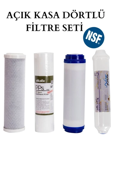 water jobs Açık Kasa Su Arıtma Cihazı Dörtlü Filtre Seti / Nsf Sertifikalı / Bağlantı Parçaları - 1