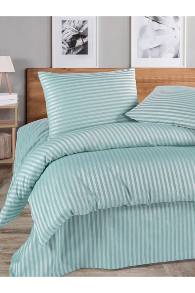 LUYASHOP Pamuklu Saten Tek Kişilik Lastikli Çarşaflı Nevresim Takımı Gül Kurusu - 6