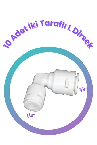 water jobs 10 Adet Su Arıtma Filtre Bağlantı Dirseği (QUICK - HIZLI BAĞLANTI) 1/4" (6mm) - 1
