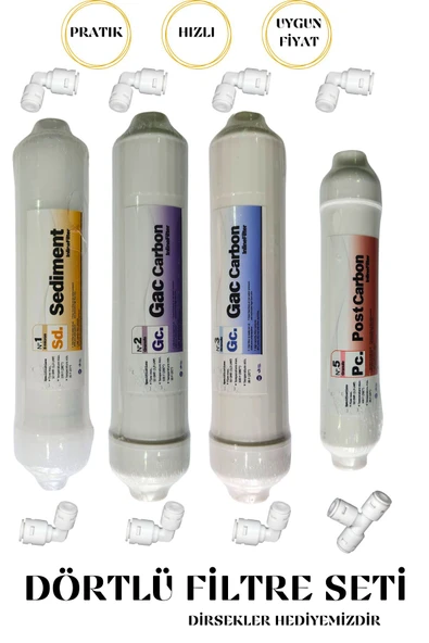 Sucoco Kapalı Kasa Su Arıtma Cihazları ile Uyumlu 4'lü Su Arıtma Filtre Seti ürün görseli
