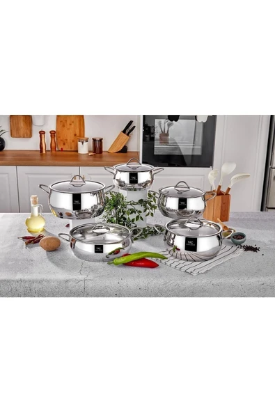 Taç Master Steel Indüksiyon Tabanlı 10 Parça Çelik Tencere Seti - Resim 2