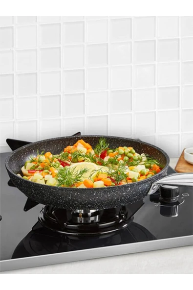 FALEZ Black Line Granit Döküm 20 Cm Tava Siyah - 1