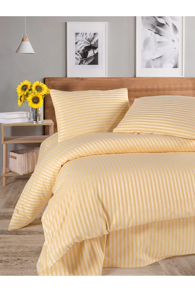 LUYASHOP Pamuklu Saten Tek Kişilik Lastikli Çarşaflı Nevresim Takımı Gül Kurusu - 3