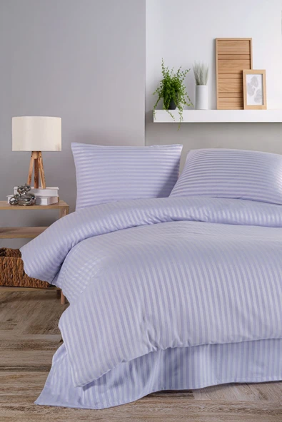 LUYASHOP Pamuklu Saten Tek Kişilik Lastikli Çarşaflı Nevresim Takımı Gül Kurusu - 2