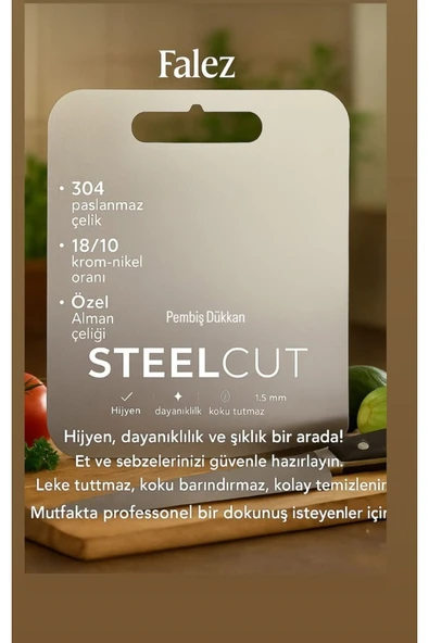 FALEZ 18/10 ÇELİK KESME TAHTASI - 3