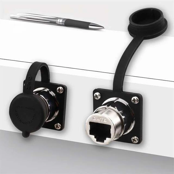 PowerMaster PM-24597 Dişi - Dişi IP68 Su Geçirmez Metal RJ45 Konnektör - Resim 3