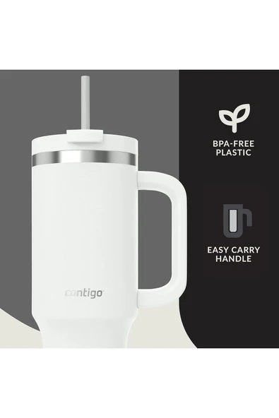 Contigo Kulplu Termos Bardak - Tumbler - Paslanmaz Çelik - Pipetli & Kapaklı – 29 Saat Soğuk - 2