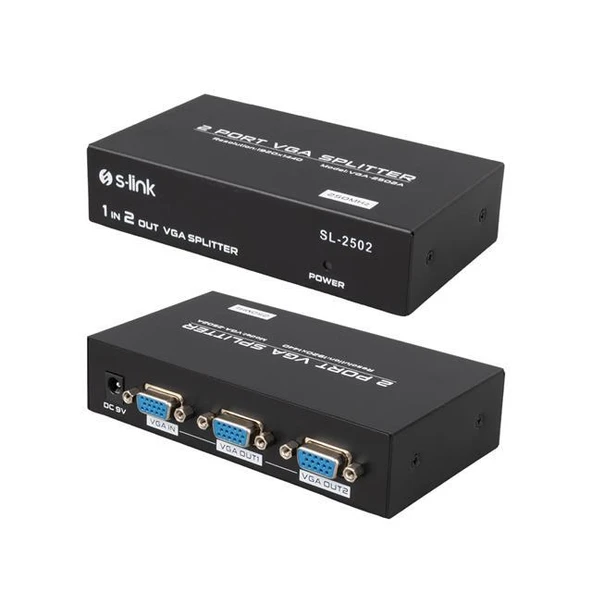 S-Link SL-2502 2 Port Vga Splitter Dağıtıcı ürün görseli 1