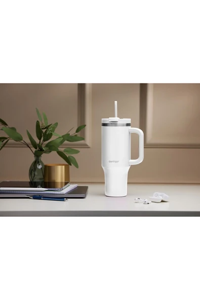 Contigo Kulplu Termos Bardak - Tumbler - Paslanmaz Çelik - Pipetli & Kapaklı – 29 Saat Soğuk - 8