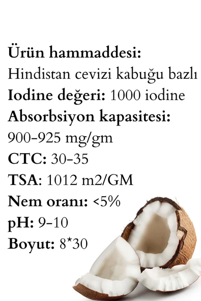 water jobs 1000 İodine Hindistan Cevizi Kabuğu (Coconut) Bazlı Aktif Karbon 500 Gr - 3