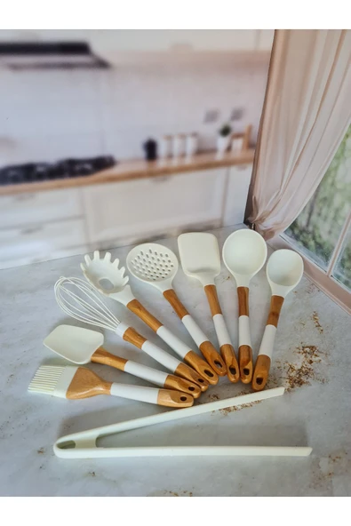 AROW Ladynur Pink&more 9 Parça Bambu & Silikon Chef Set - Beyaz - 4