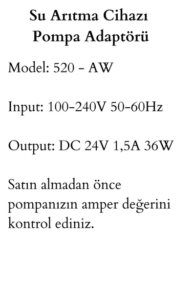 alkalix Kapalı Kasa Su Arıtma Cihazı Adaptörü 24v 1,5A - 3