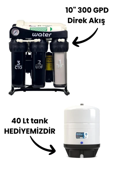 water jobs 10" 300 GPD Direk Akış Su Arıtma Cihazı // 40 LT TANK HEDİYEMİZDİR ürün görseli