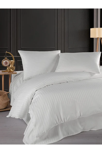 LUYASHOP Pamuklu Saten Tek Kişilik Lastikli Çarşaflı Nevresim Takımı Gül Kurusu - 4