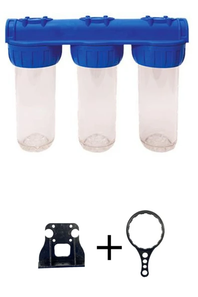 water jobs 10" Daire Girişi Üçlü Boş Filtre Kabı / Filtreler Dahil Değildir - 2