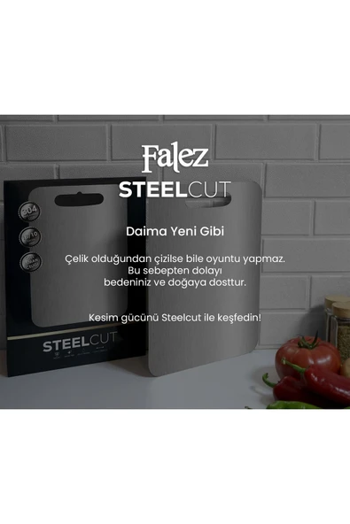 FALEZ 18/10 ÇELİK KESME TAHTASI - 6