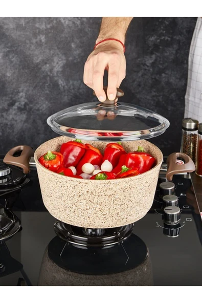 FALEZ Creamy 32 Cm Granit Derin Tencere - 1