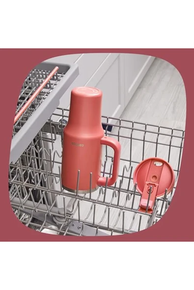 ShopZum Contigo Üniseks Yetişkin Streeterville Tumbler Pipetli Yalıtımlı Su Şişesi, 1.2l, Mercan - 5