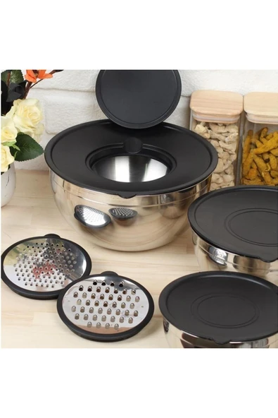 AROW Pratico 9 Parça 16-20-24cm Rendeli Saklama/karıştırma Kabı - Resim 2