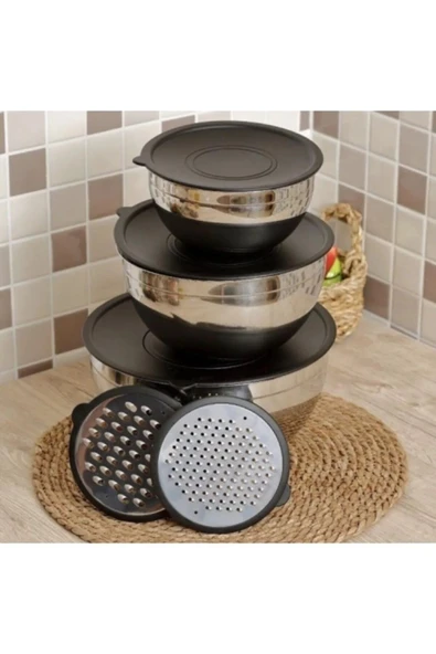 AROW Pratico 9 Parça 16-20-24cm Rendeli Saklama/karıştırma Kabı - Resim 3