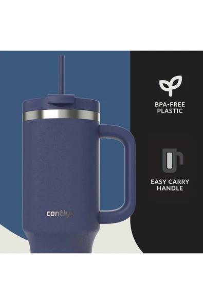 Contigo Kulplu Termos Bardak - Tumbler - Paslanmaz Çelik - Pipetli & Kapaklı – 29 Saat Soğuk - 5
