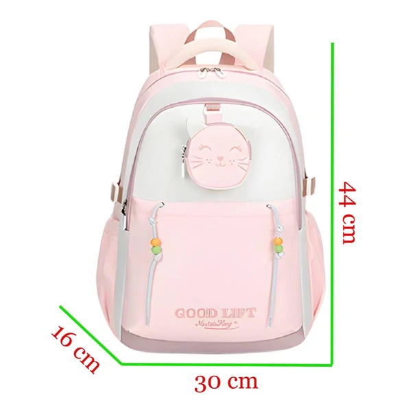 Muggle 3 Bölmeli Good Lift Kolej Okul Sırt Çantası Pembe (MU-1605) - Resim 2