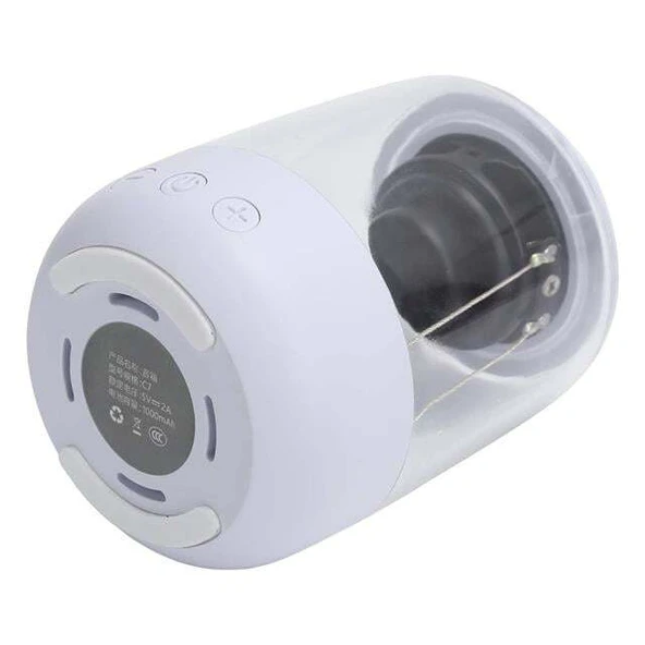 MagicVoice MV-24696 600 Mah Taşınabilir RGB Mikrofonlu Aux-TF-Bluetooth 3 Watt Hoparlör (Beyaz) - Resim 2