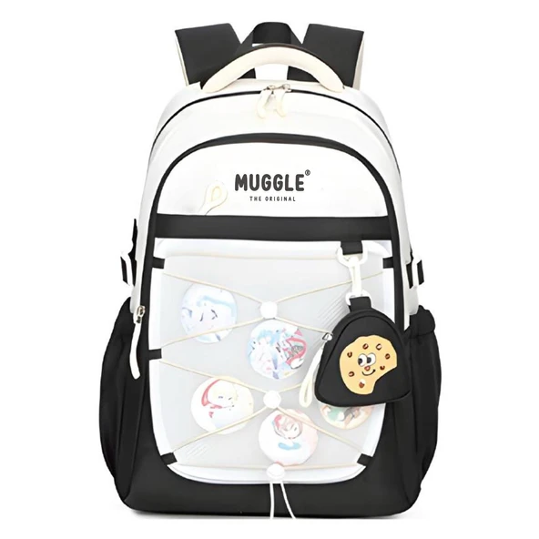 Muggle 3 Bölmeli Anime Girl Kolej Okul Sırt Çantası Siyah (MU-1988) ürün görseli