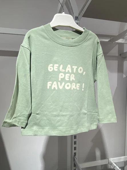 Baskılı Uzun Kollu Tişört – Haki - 3