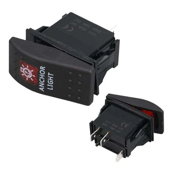 PowerMaster ﻿﻿Deniz Feneri Sembollü Işıklı 3 Pinli On-Off 12-24V Marin Switch ürün görseli