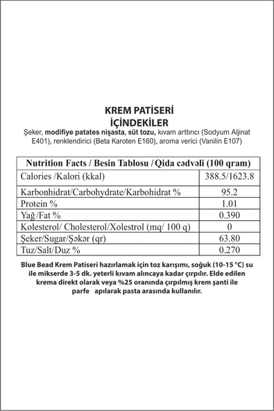 Blue Bead Toz Krem Patiseri 1 Kg - 3