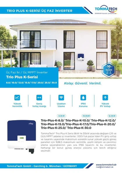 TommaTech Trio Plus K 10.0kW Üç Faz İnverter - Resim 2