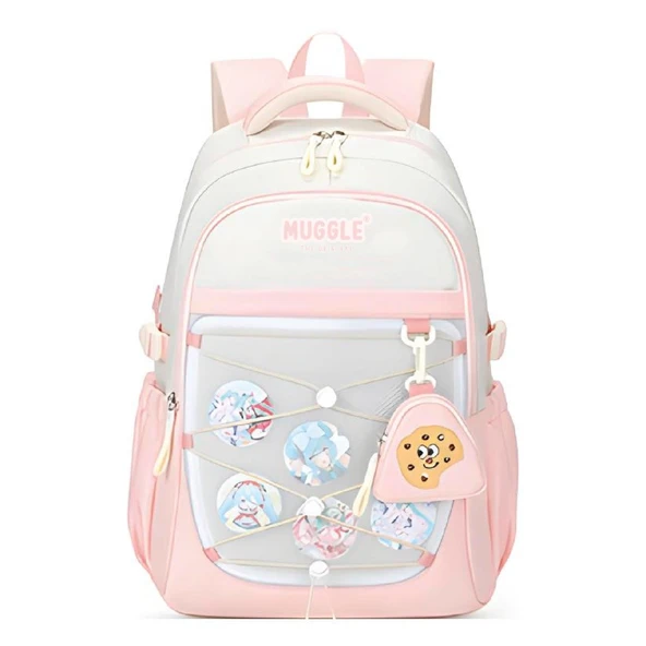 Muggle 3 Bölmeli Anime Girl Kolej Okul Sırt Çantası Pembe (MU-1964) ürün görseli
