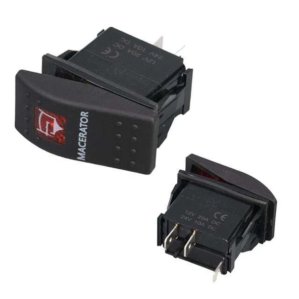 PowerMaster Macaratör Sembollü Işıklı 3 Pinli On-Off 12-24V Marin Switch ürün görseli