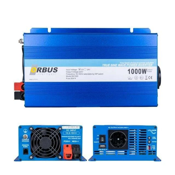 Orbus 12V 1000 Watt Tam Sinüs İnvertör ürün görseli 1