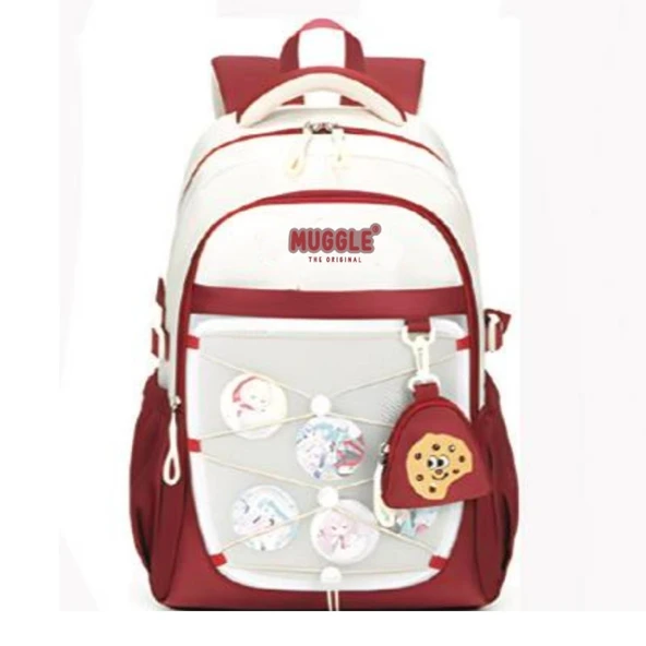 Muggle 3 Bölmeli Anime Girl Kolej Okul Sırt Çantası Bordo (MU-1940) ürün görseli