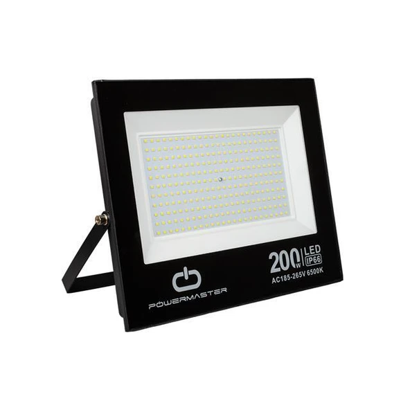 PowerMaster PM-22583 200 Watt - 220 Volt Beyaz 6500k IP66 120* Işık Açısı Siyah Slim Kasa led Projektör