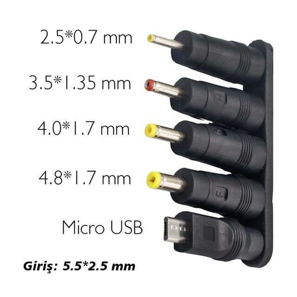 Weko Çoklu Yedek Adaptör Uç Çevirici (2.5*0.7Mm - 4.8*1.7Mm - 3.0*1.1Mm - 4.0*1.7Mm - Micro Usb) - Resim 2