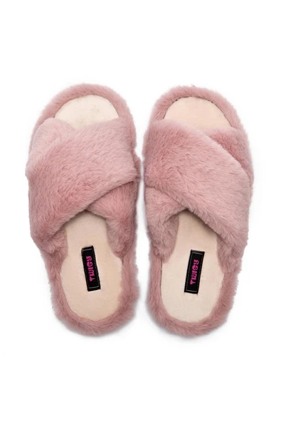 TWIGY TW ÇAPRAZ PEMBE PELUŞ KADIN EV TERLİK 36/41 - Resim 4