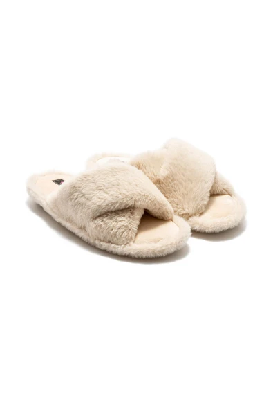 TWIGY TW ÇAPRAZ PELUŞ BEJ KADIN EV TERLİK 36/41 - 1