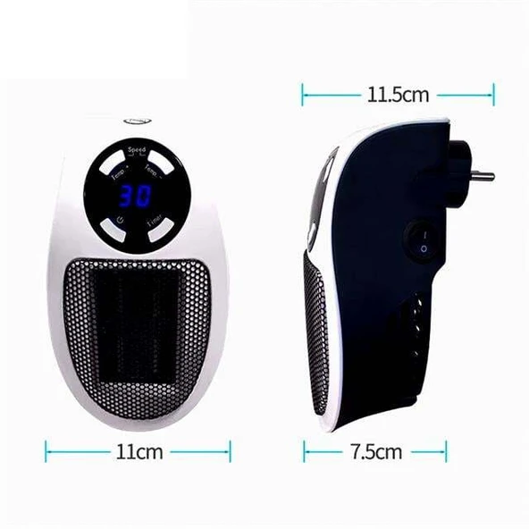 PowerMaster PM-20327 500 Watt Priz Tipi Uzaktan Kumandalı Taşınabilir Isıtıcı (Zamanlayıcı - Otomatik Kapanma) - 2