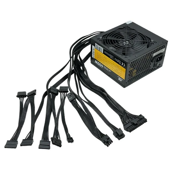 PowerBoost PB600AR 600W APFC 2*PCI-E 6+2 Pin 12cm Siyah Fanlı ATX PSU (Retail Box) - 3