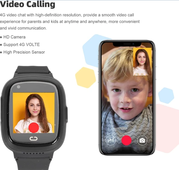 Akıllı Saat 2MP Kamera GPS Takibi Koldan Çıkarma Sensörü Suya Dayanıklı SOS Butonu Görüntülü Arama - 3