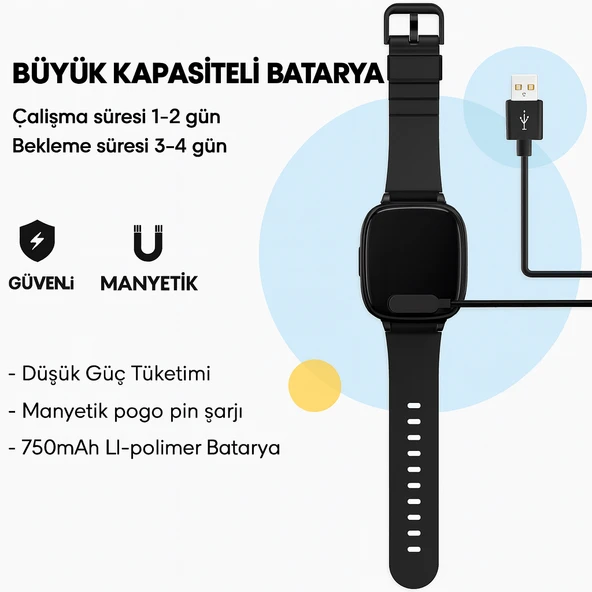 Akıllı Saat 2MP Kamera GPS Takibi Koldan Çıkarma Sensörü Suya Dayanıklı SOS Butonu Görüntülü Arama - 4
