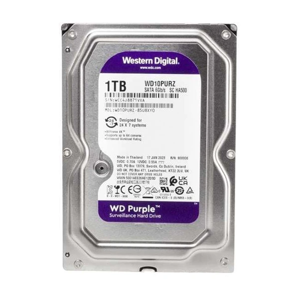 Western Digital Purple WD10PURZ 1 TB Sata 6GB/S 7-24 Güvenlik Harddisk ürün görseli 1