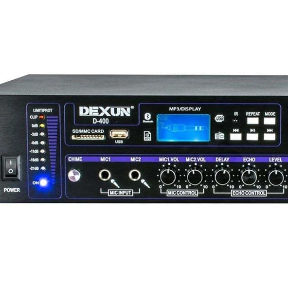 Dexun D-400 500 W USB-SD-BT 4-16 Ohm 6 Bölgeli 2 Mik. 3 Aux Giriş Trafolu Mixer Anfi - Resim 2