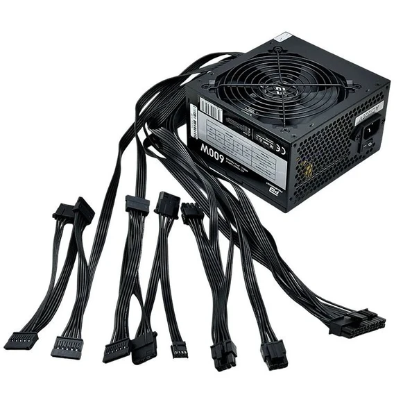 PowerBoost PB600AB 600W APFC 2*PCI-E 6+2 Pin 12cm Siyah Fanlı ATX PSU (Bulk) - 2