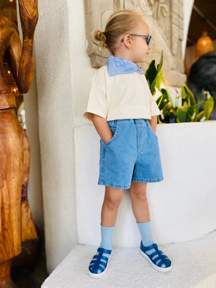 Denim Şort - Açık Mavi - Resim 4