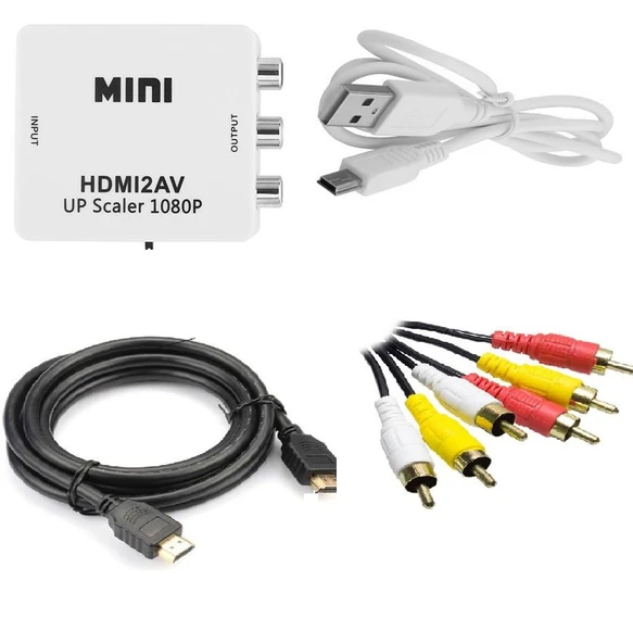 Hdmi To Av Rca Tos Çevirici + Hdmi Kablo + Rca Kablo ürün görseli