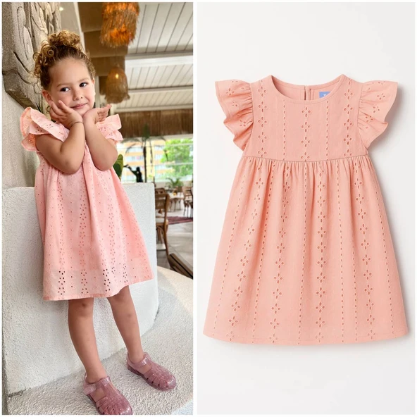 La Ciel Paris Dantel Detaylı Elbise – Somon